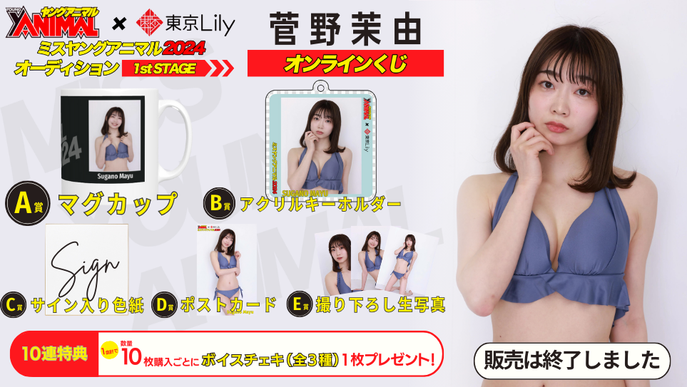 菅野茉由「ミスヤングアニマル2024」1stステージオンラインくじの画像