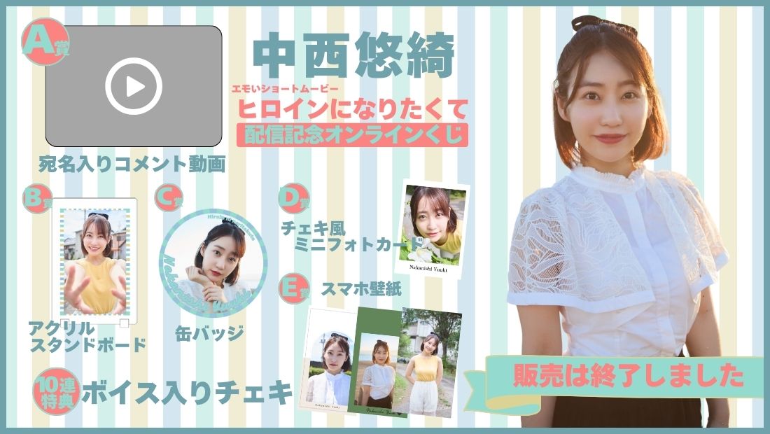 中西悠綺「ヒロインになりたくて」配信記念オンラインくじの画像