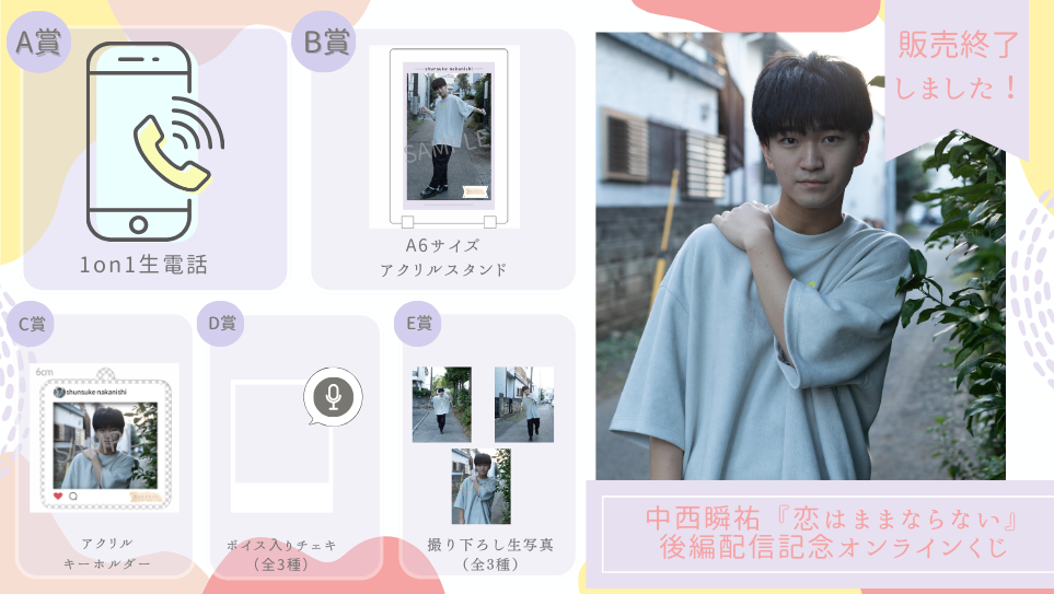 中西瞬祐「恋はままならない」後編配信記念オンラインくじの画像