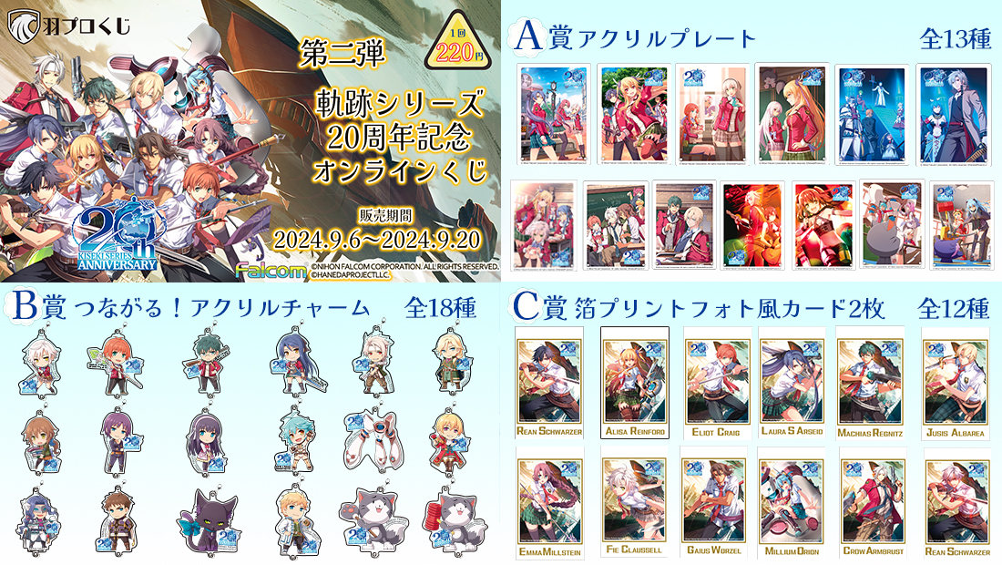 Falcom 軌跡シリーズ20周年記念くじ第二弾の紹介画像