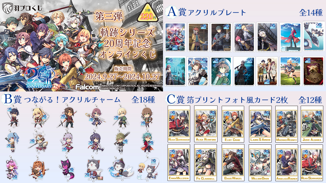 Falcom 軌跡シリーズ20周年記念くじ第三弾の紹介画像